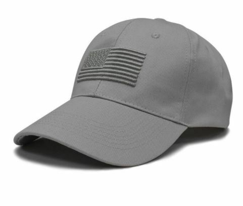Grey American Flag Embroidered Low Profile Baseball Cap US Flag Hat Adjustable