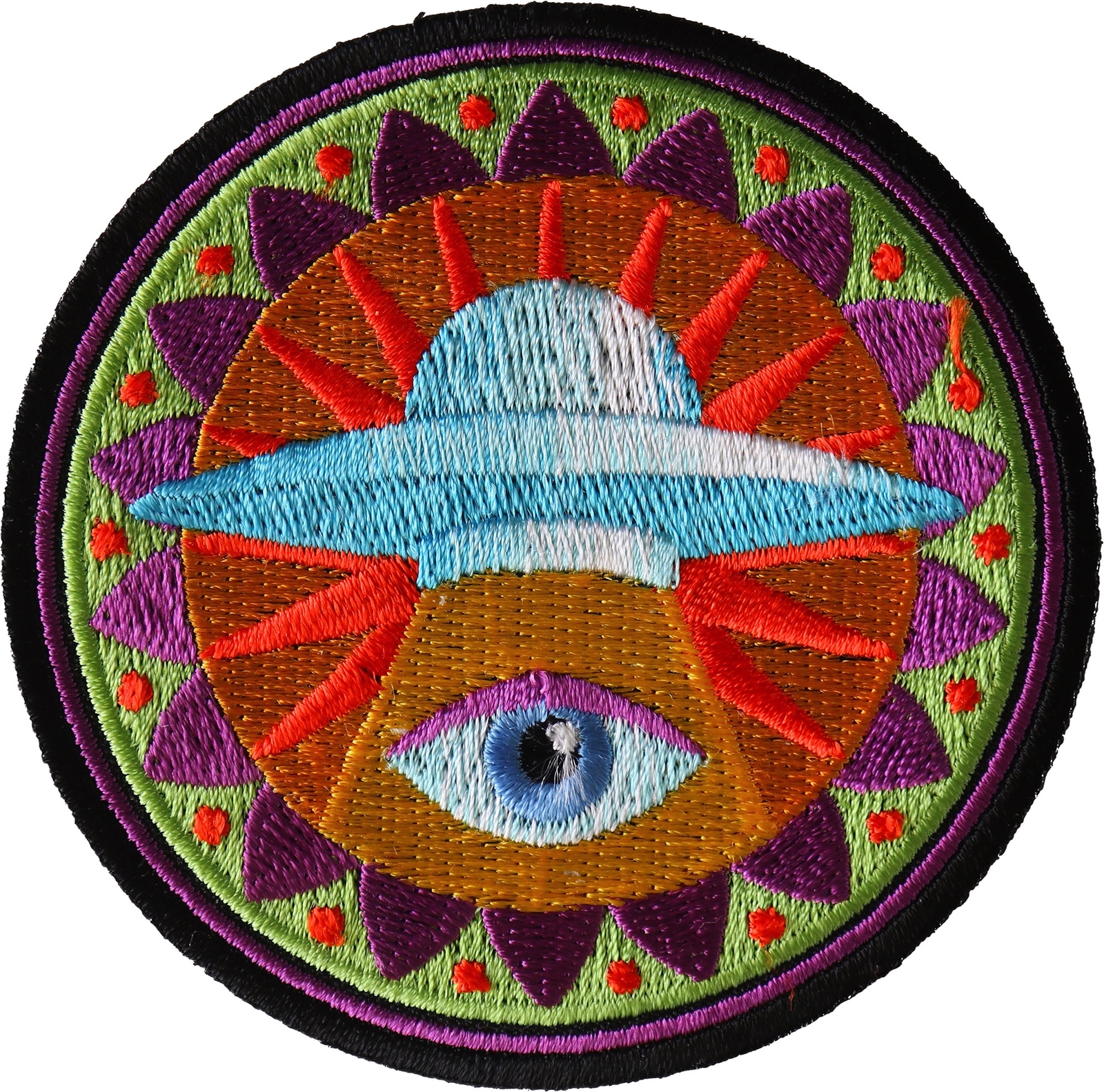 Spiritual Eye UFO Novelty Iron on Patch - 3x3 inch - P6729