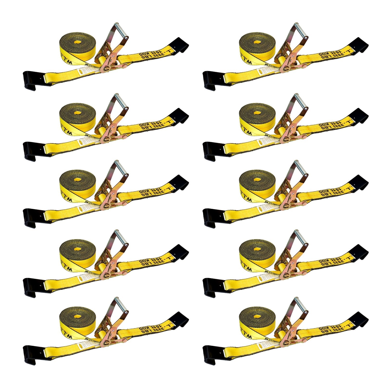 10 Pack 2" x30' Ratchet Strap w/Flat Hook Flatbed Truck Trailer Farming Tie Down