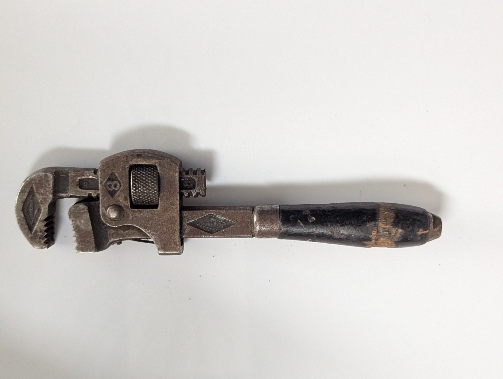 Vintage 7 Inch Pipe Wrench Wood Handle “ Walworth Mfg. Co. “ Boston Mass.