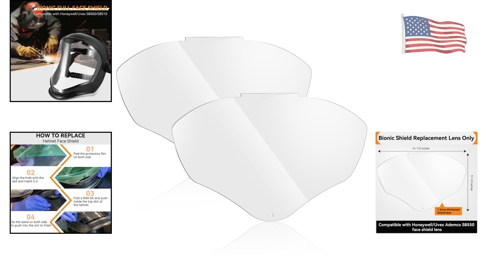 Impact-Resistant Polycarbonate Face Shield Replacement for Various Activities