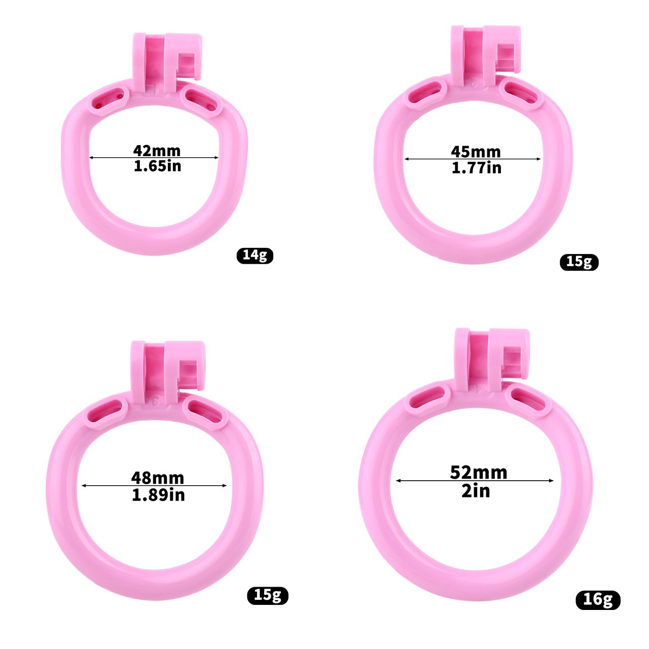 Realistic Flat Chastity Cage Sissy Device with 4 Rings & Reverse Lock, BDSM