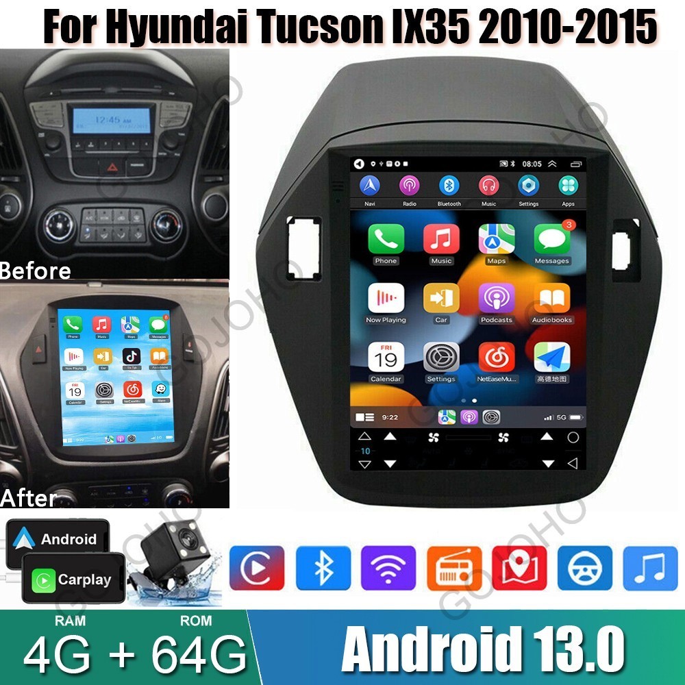 9.7" Android 13 Car Radio GPS BT Navi Carplay For Hyundai ix35 Tucson 2010-2015
