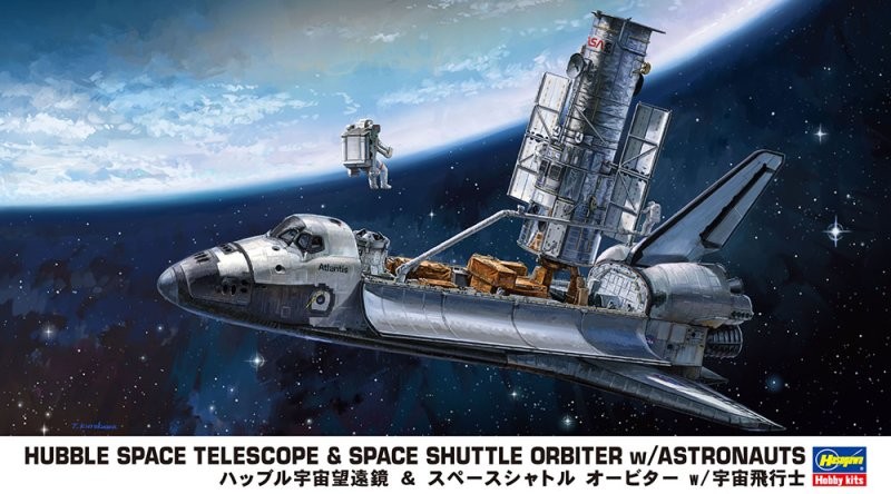 Hasegawa 10821 1/200 Space Shuttle Orbiter & Hubble Space Telescope w/Astronauts