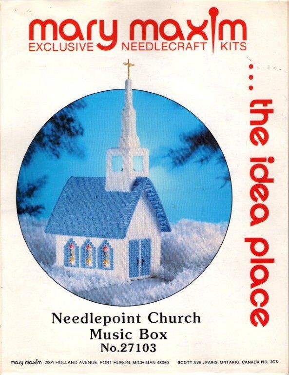 MARY MAXIM NEEDLEPOINT CHURCH MUSIC BOX PATTERN ONLY !!!