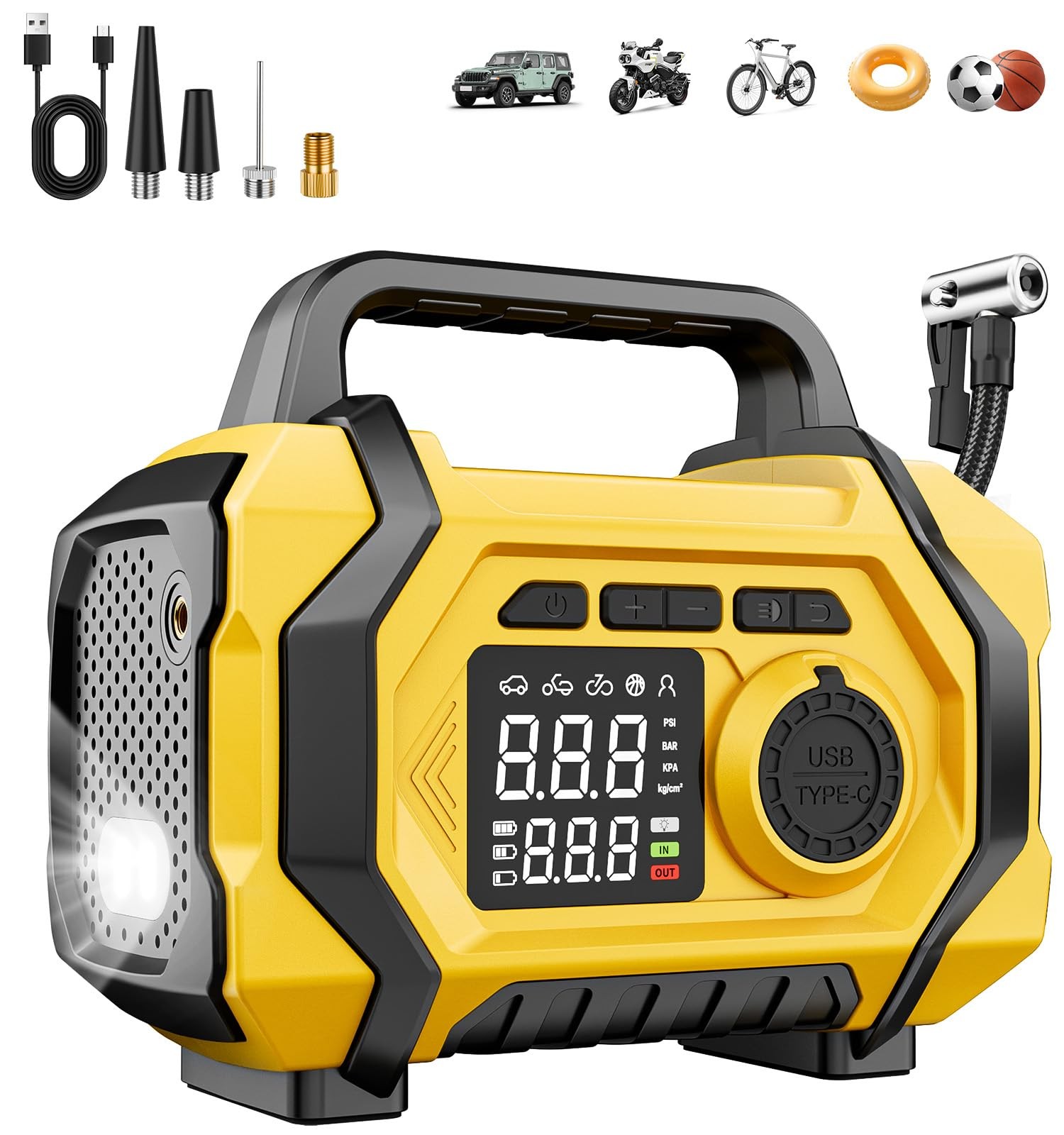 Tire Inflator Portable Air Compressor, 6X Fast 150PSI Air Pump for Car Tires,...