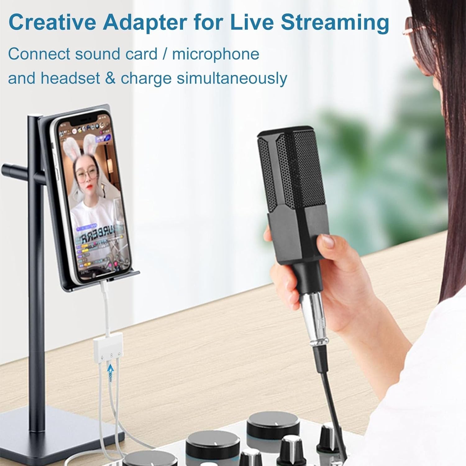 Iphone Microphone Adapter for Live-Streaming Lightening to Microphone & 3.5Mm