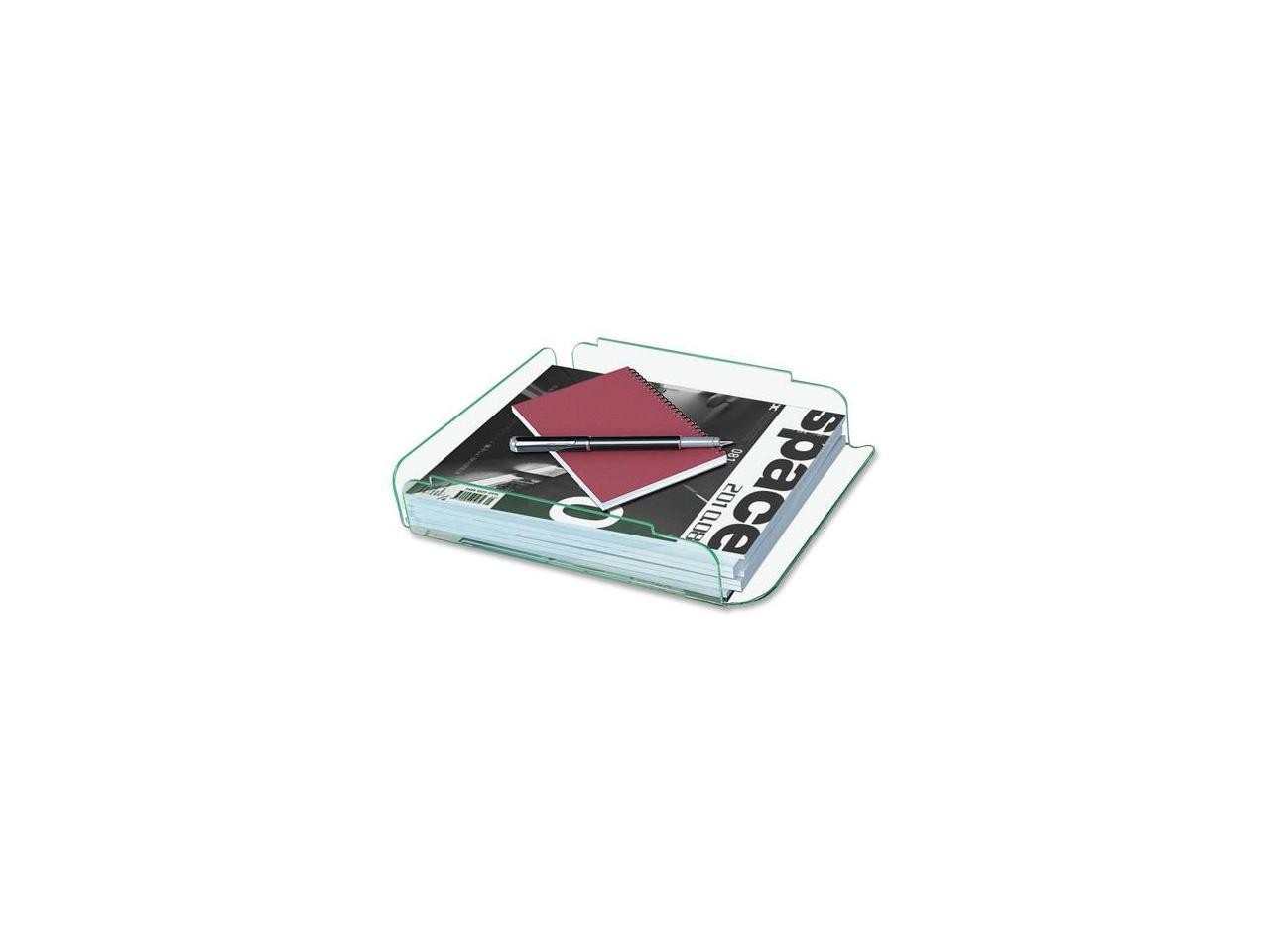 Lorell Single Stack Letter Tray 10"x13-1/4"x2-1/2" CL/GN Acrylic 80654