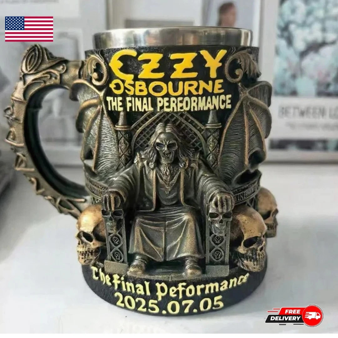 Halloween 3D Skull Mug Osbourne Style Resin Beer Coffee Cup Stainless Steel