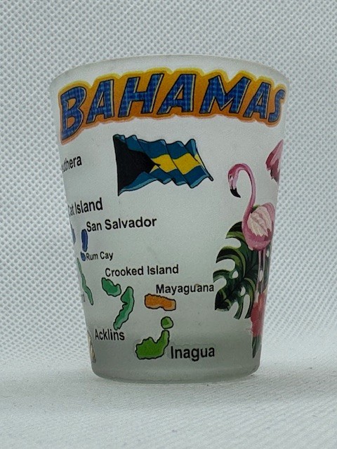 Bahamas Frosted Standard Shot Glass Flamingos