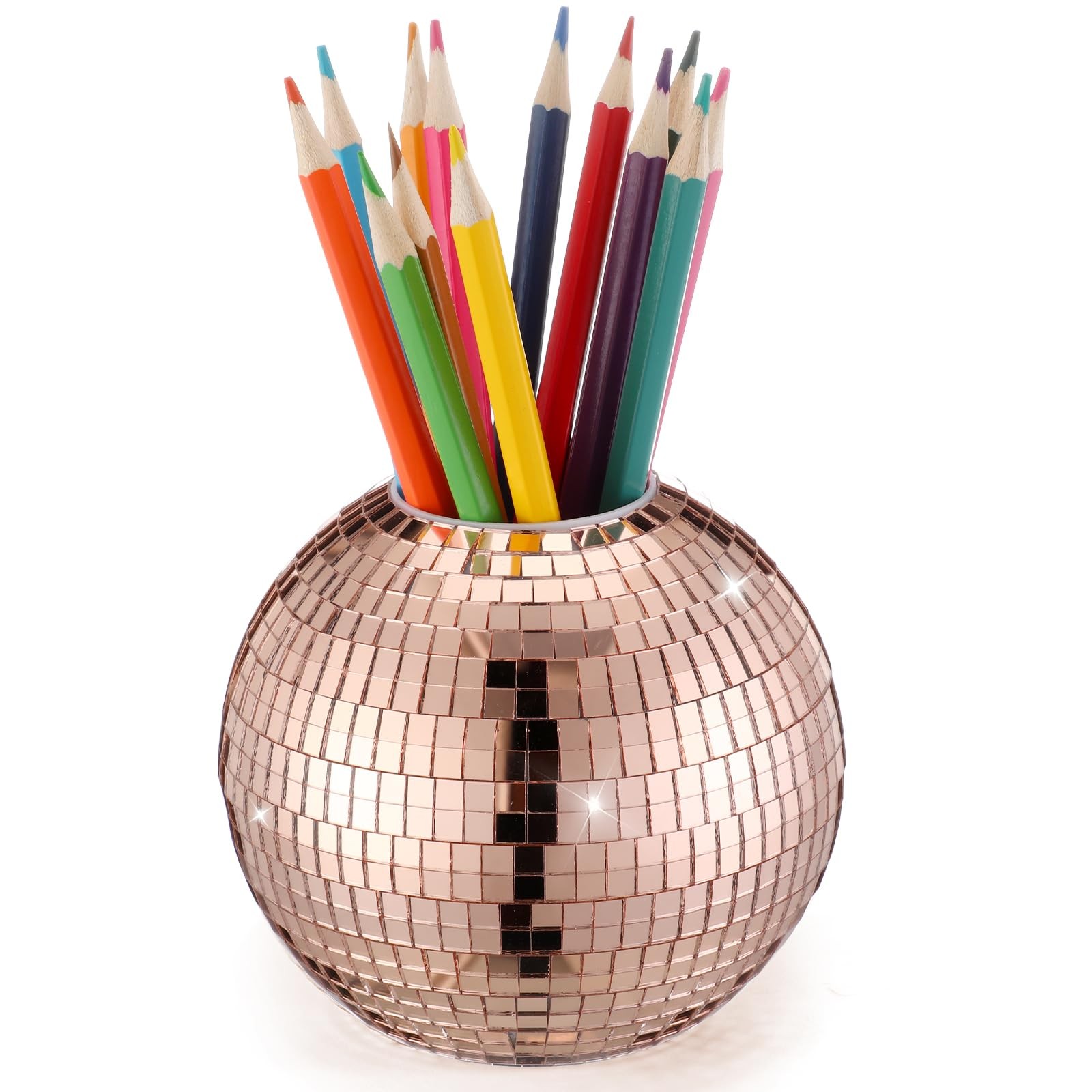 4 Inch Disco Pencil Pen Holder for Desk Sequin Plastic Makeup Brush Holder Or...