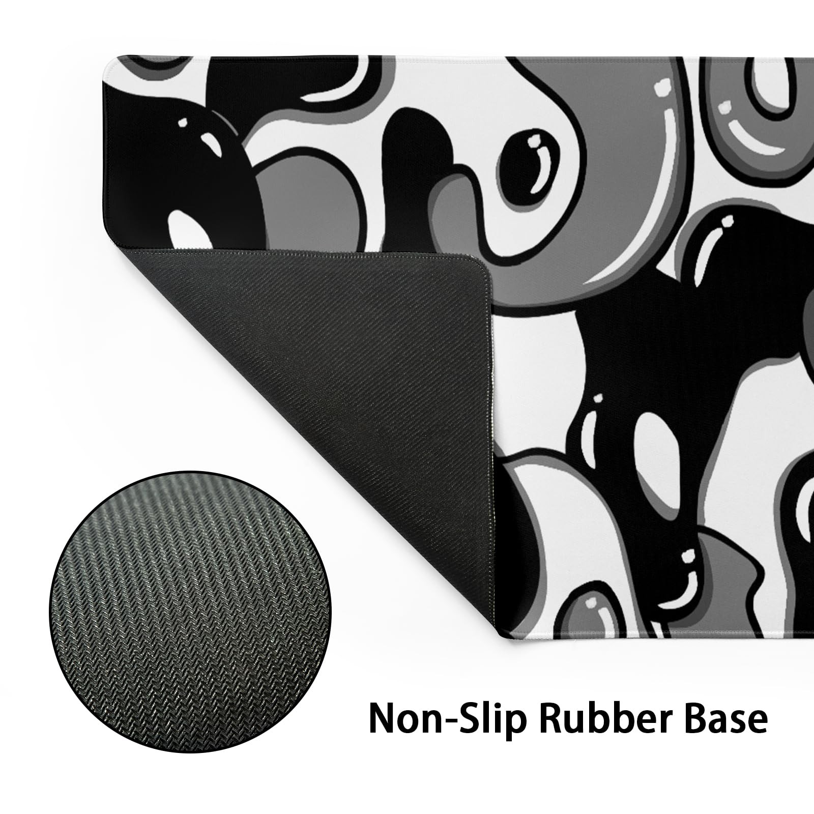 Black White Geometric Japanese Mouse Pad Desk Mat 35.4" x 15.7" Abstract Exte...