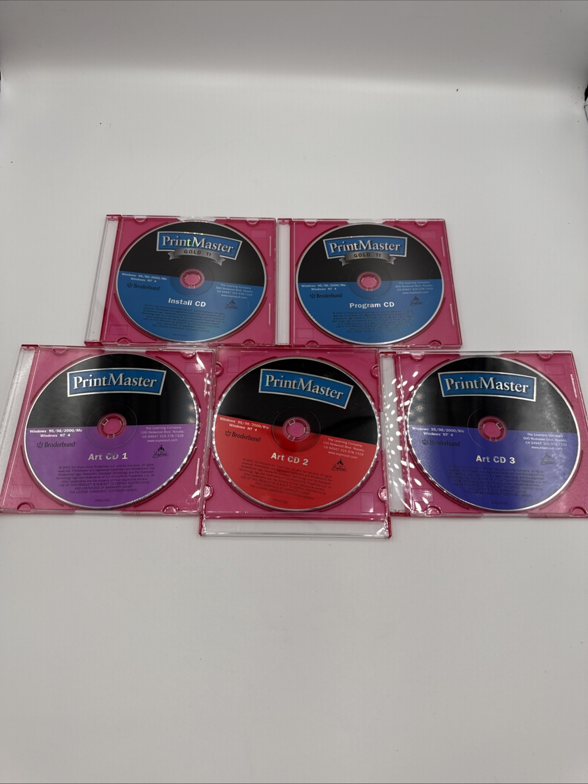 Print Master Gold 11 - 5 CD-ROMS for windows 95 92 2000 me XP NT 4