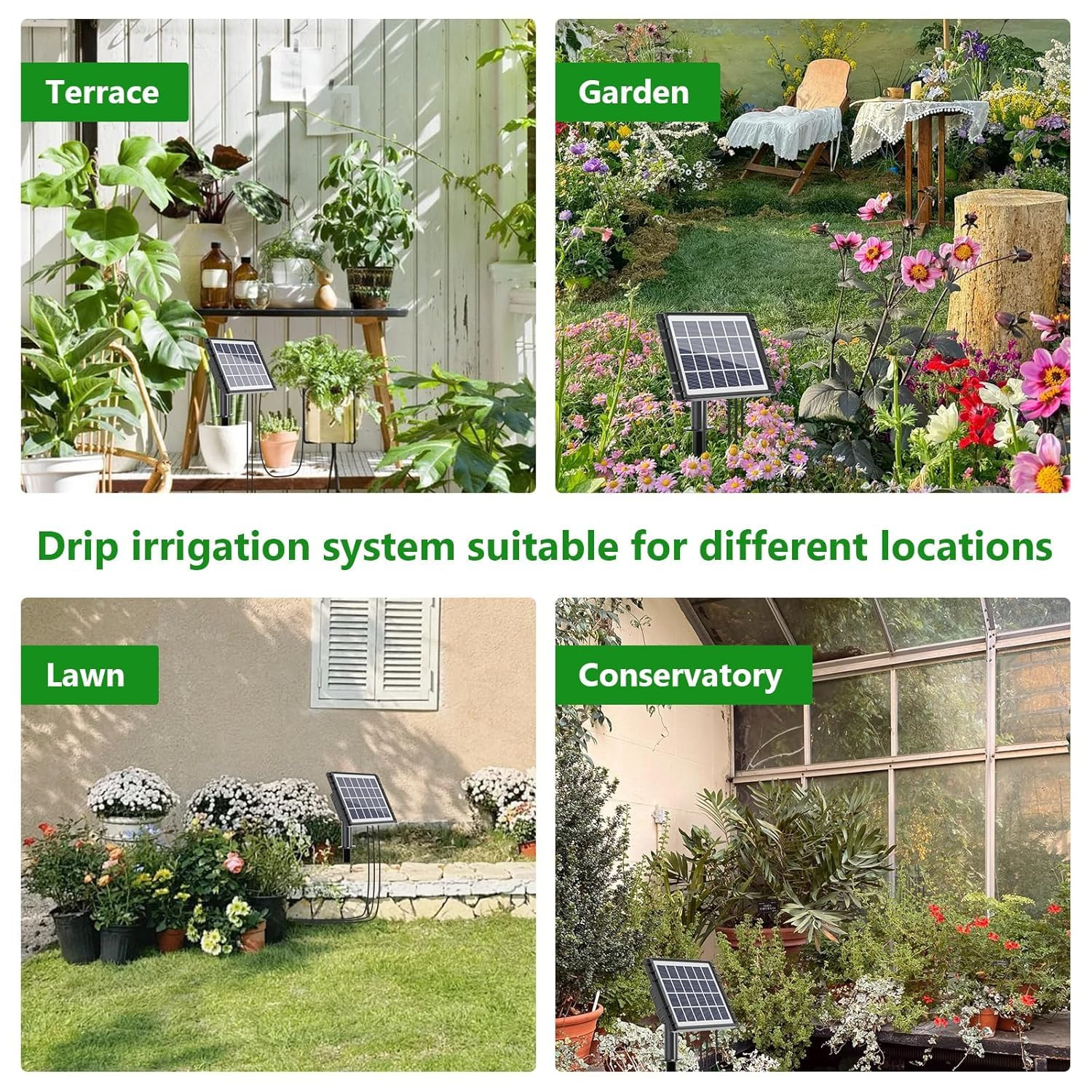 82FT Solar Drip Irrigation System Kit, Auto Watering for 30 Pots | 25 Timer Mode