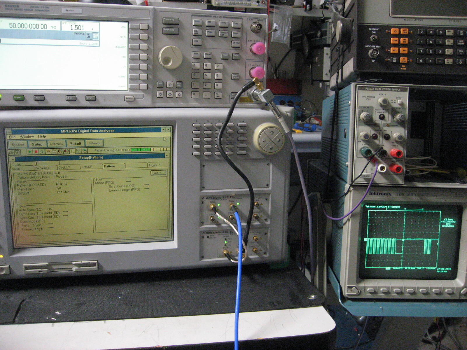 Anritsu MP1632A DATA Analyzer & Pattern generator MU163220 & 3.2GHz Synthesizer