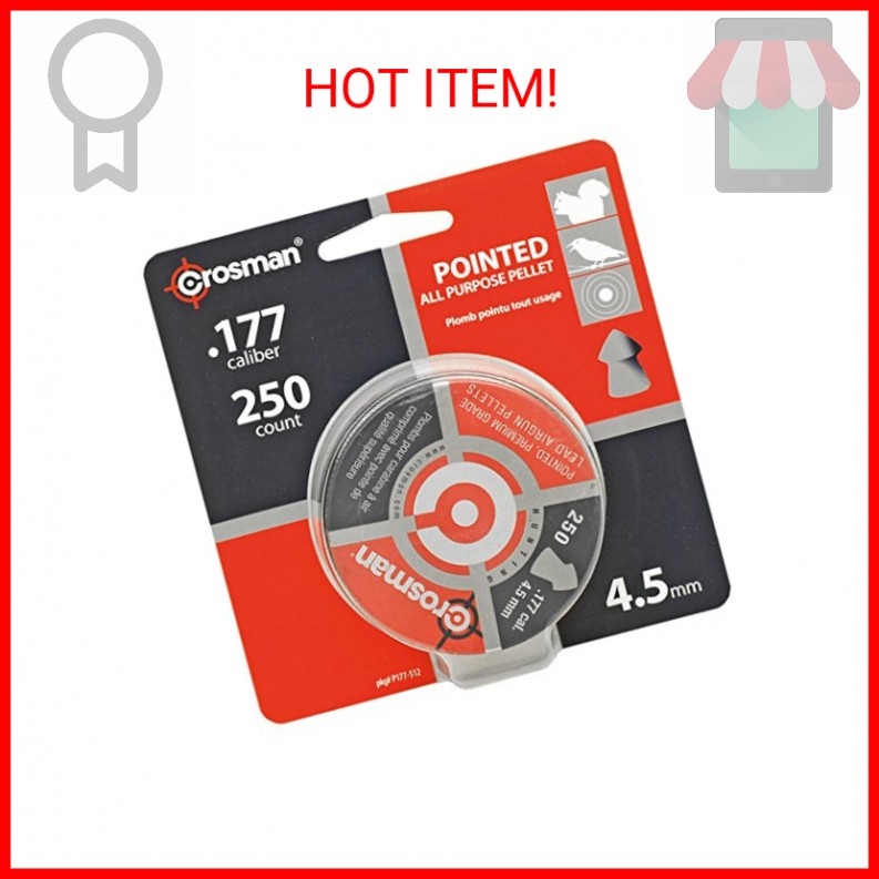 Crosman P177 .177-Caliber Pointed Pellets, 4.5mm, Black(250-Count)