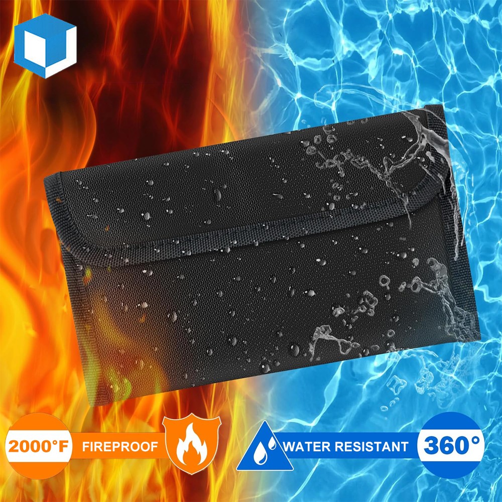 2000°F Fireproof Document Bag Small Waterproof Safe Cash Money Pouch Storage