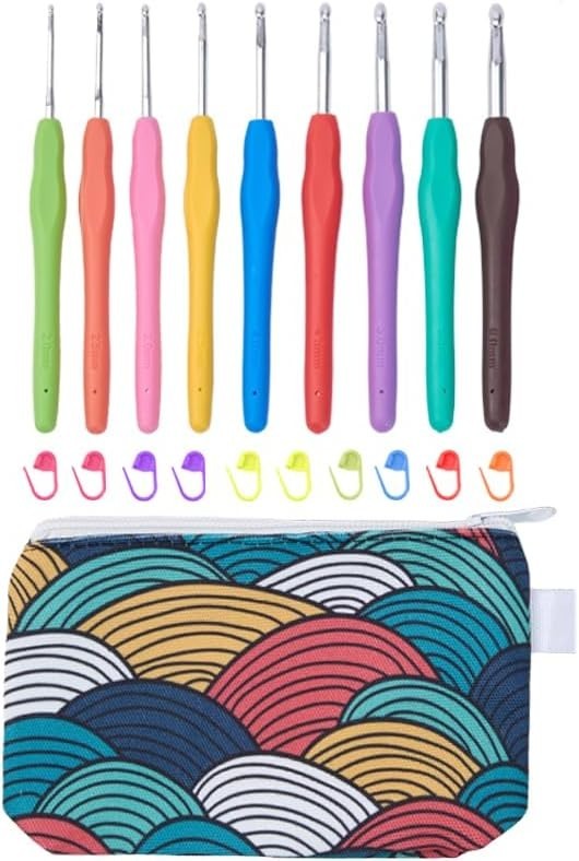 Crochet Hooks Set, Ergonomic Crochet Hooks with case for Arthritic Hands, Lig...