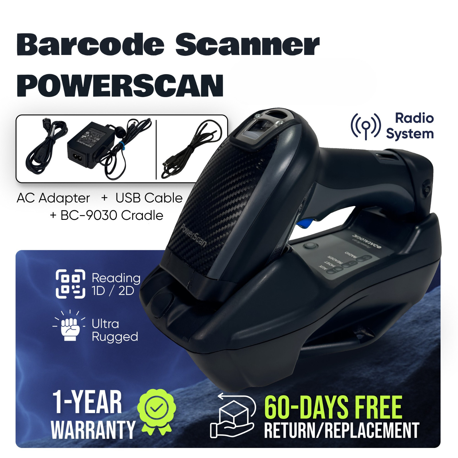Wireless Hands-Free Barcode Scanner - Similar to Zebra DS8178 1 YEAR WARRANTY!⚡️