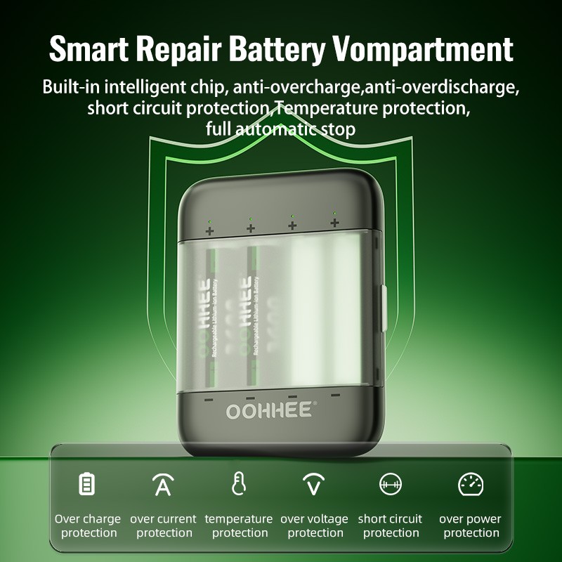4PCS AA 3600mWh 1.5V Rechargeable Lithium Battery with Thin Charging Storage Box