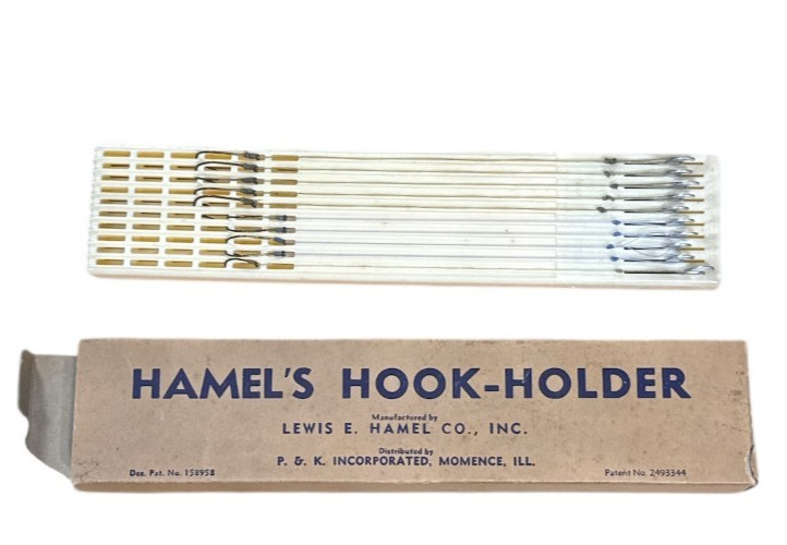 Vintage Hamel's Hook-Holder w/Original Box Preowned Holds 20 Hooks/ 10 included