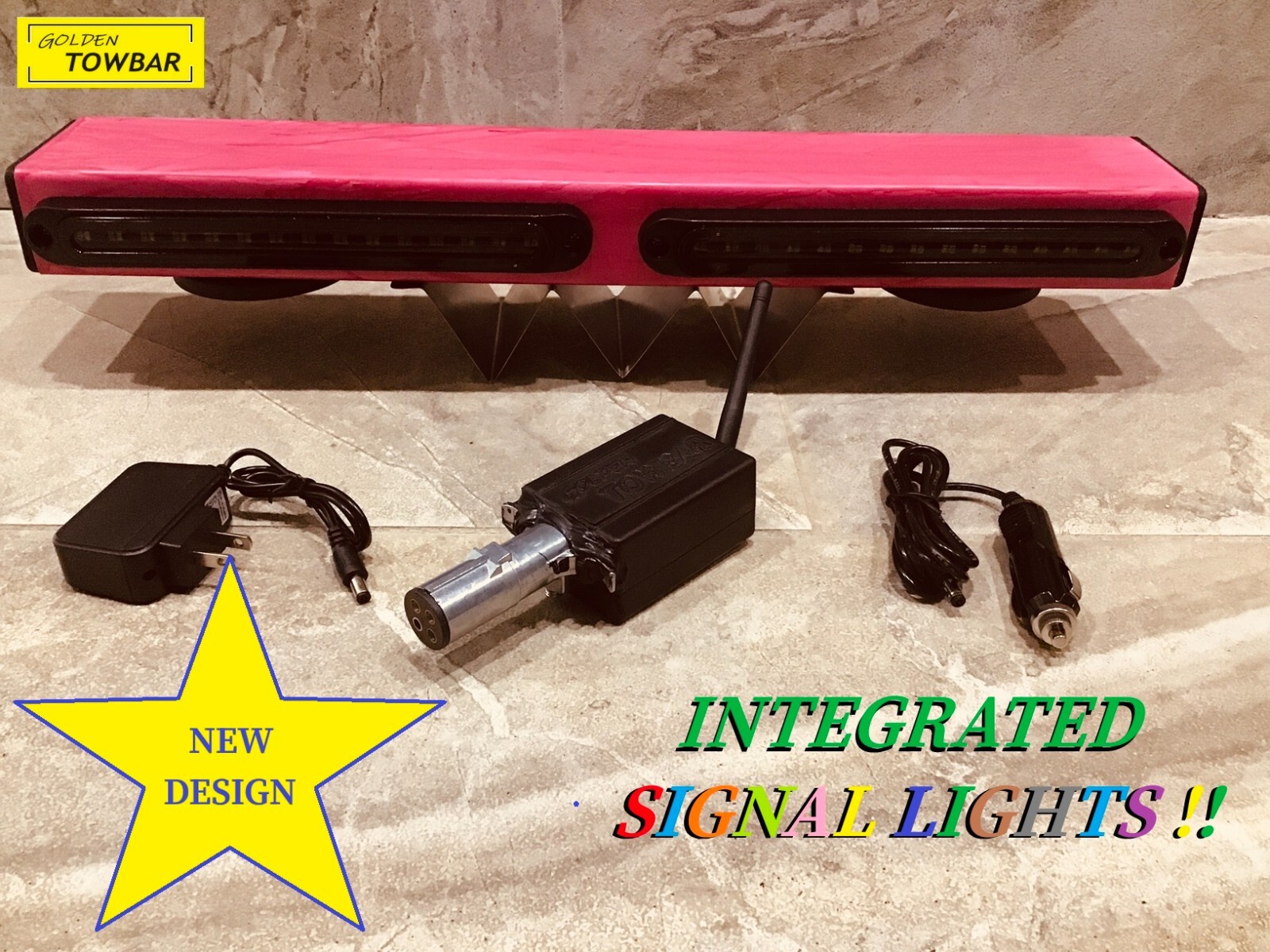 Wireless towing trailer lights 21"- For Tow truck - 4 pin round- ROSE- GTB-0024