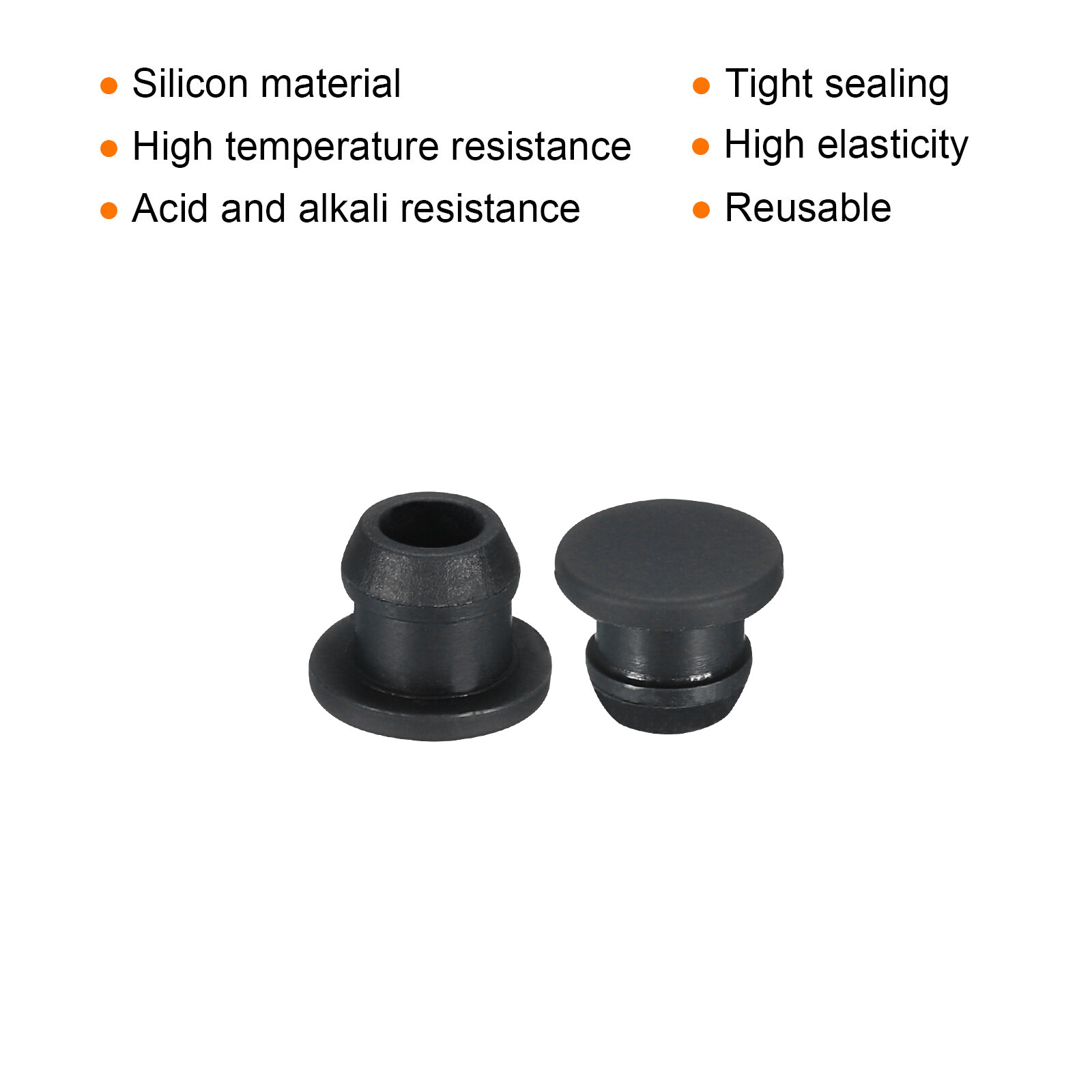 20pcs Silicone Hole Plugs Flush Type Panel Round Hole Plugs 8mm Diameter Black