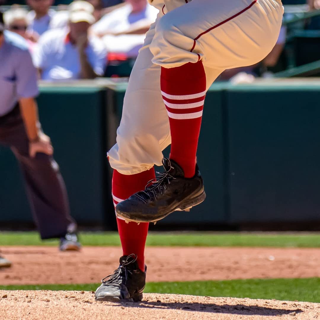 TCK Performance Baseball/Softball Socks (Black/White/Scarlet, Medium)