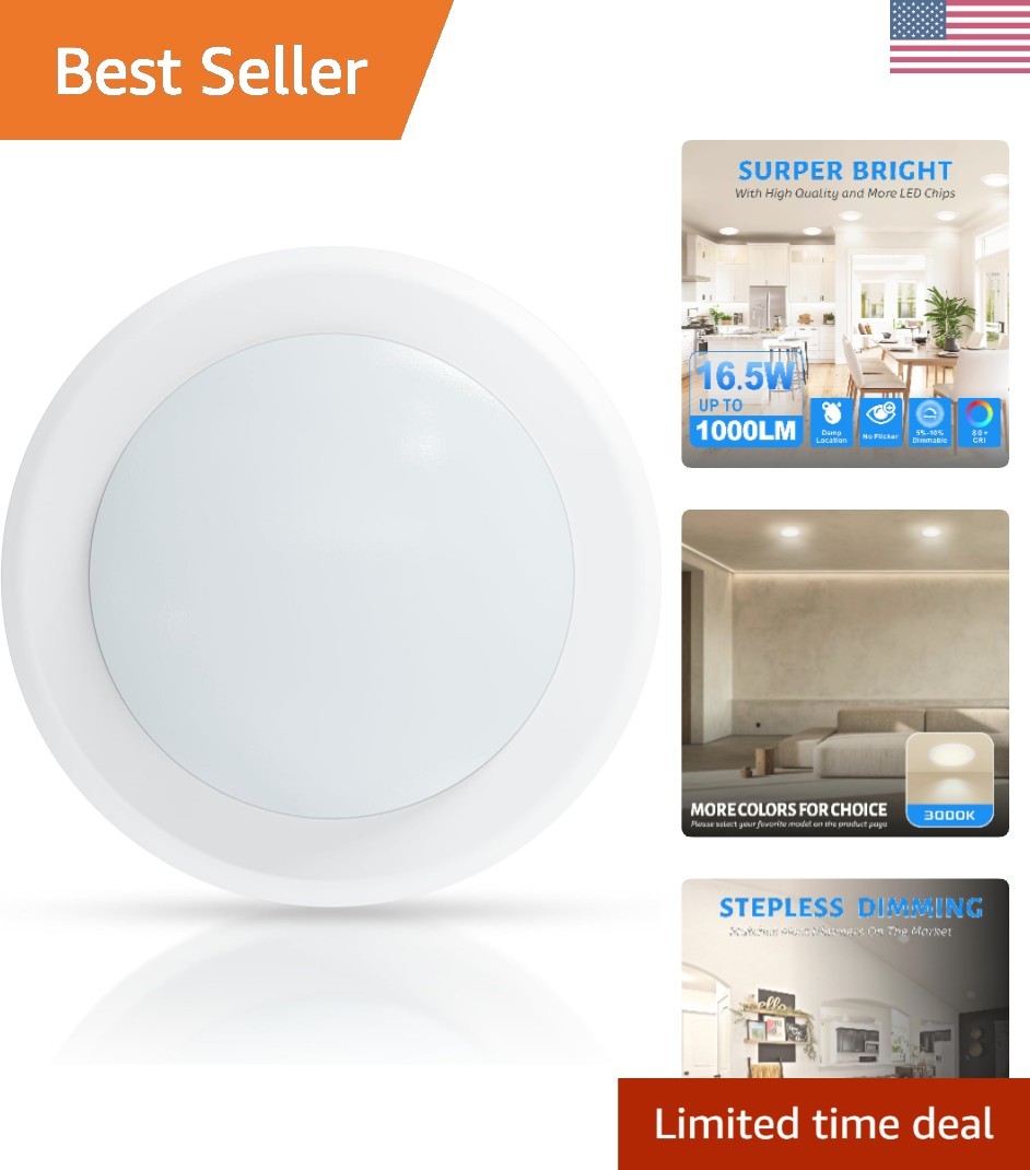 6in Dimmable LED Disk Light, Flush Mount Recessed Retrofit Ceiling Lights, 16...