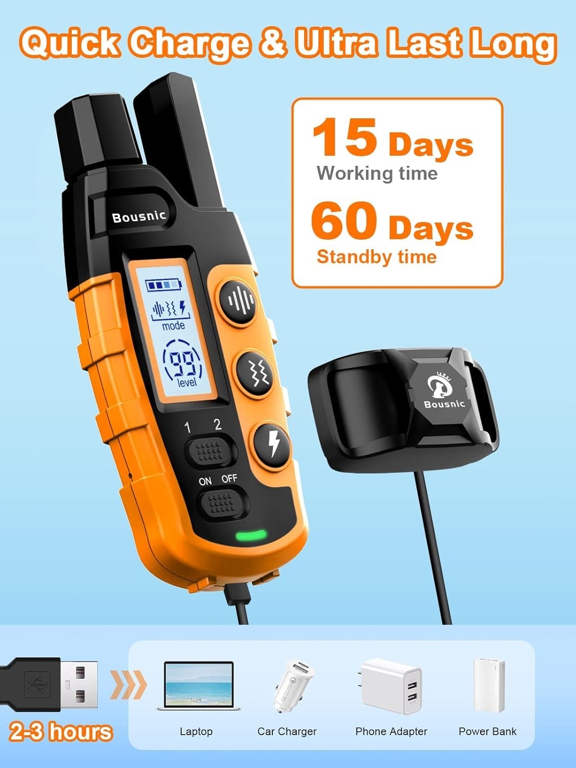 3300 ft Waterproof Dog Shock Collar for 2 Dogs - Beep, Vibration, Shock Modes
