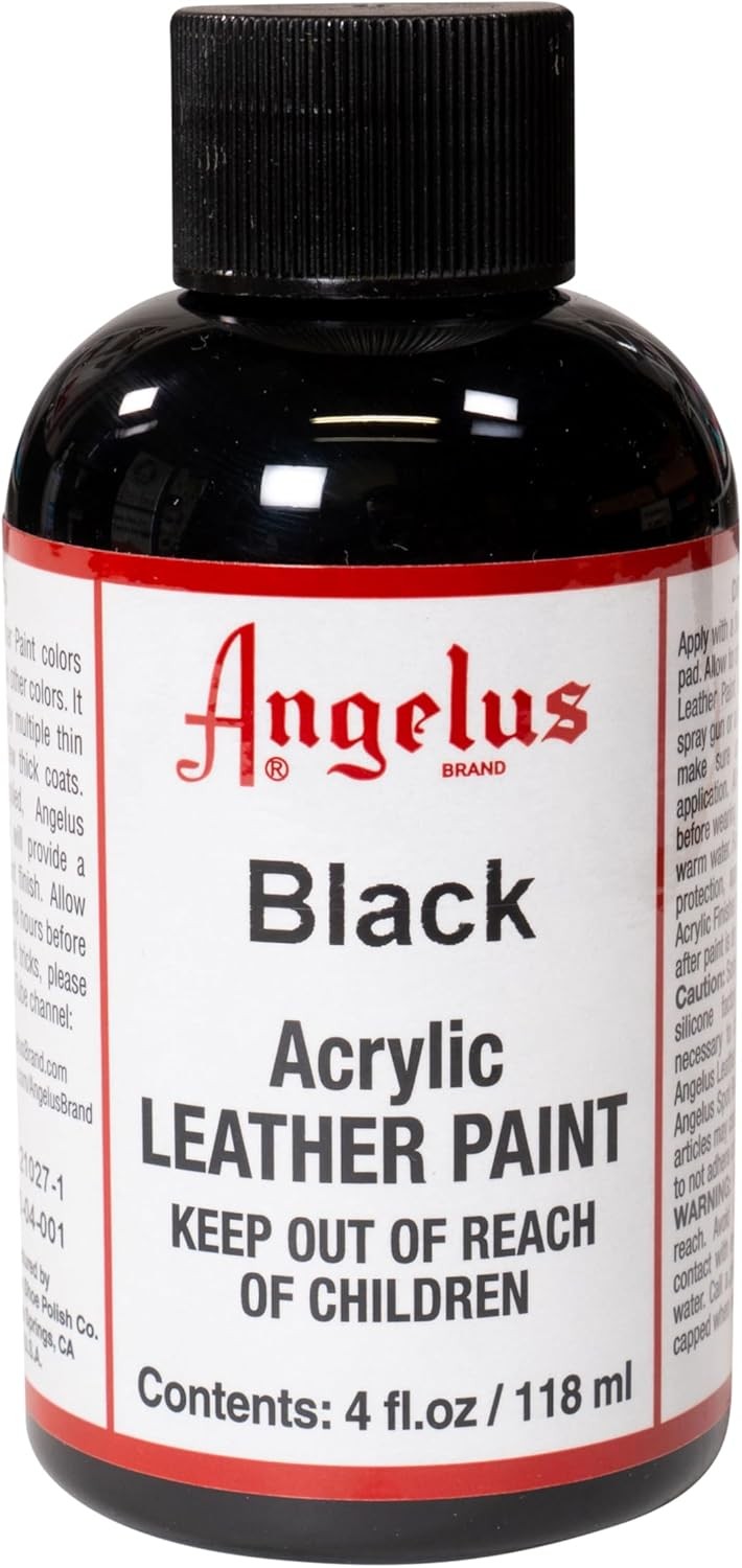 Angelus Acrylic Leather Paint for Shoes, Sneakers, 4 Fl Oz (Pack of 1), Black