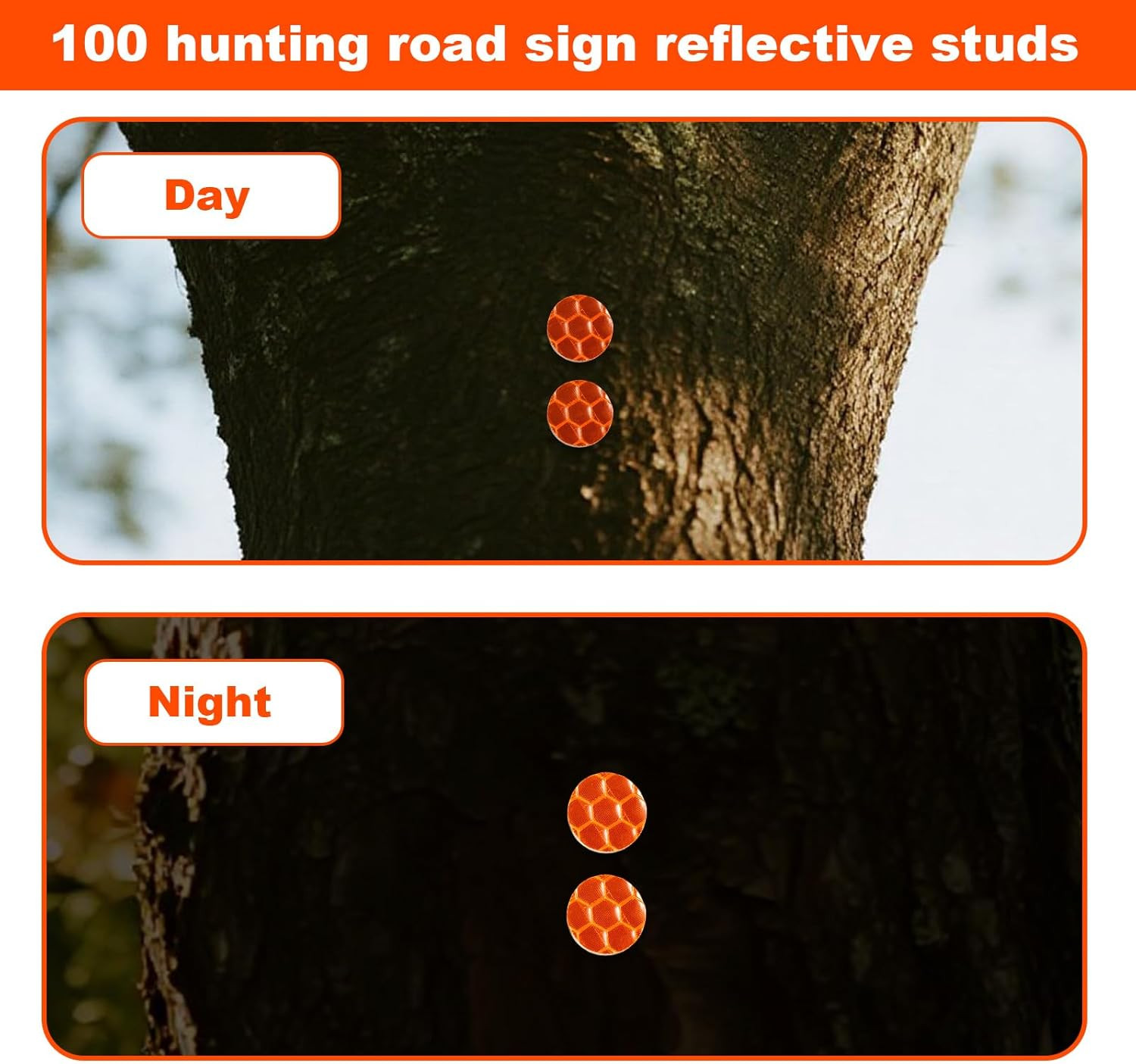 100Pcs Reflective Tacks for Trail Marking, 2 Styles High Visibility Glow Tacks M