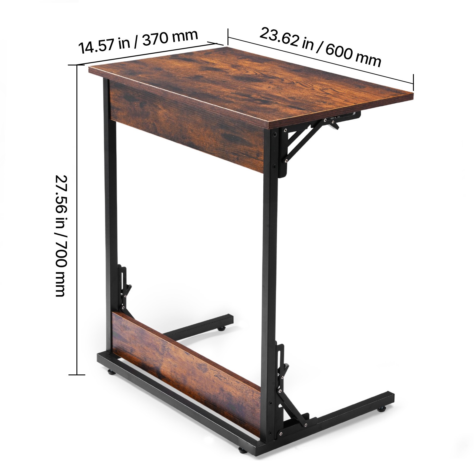 Uimoso C-Shaped Side Table with Metal Frame & Adjustable Feet for Versatile Use