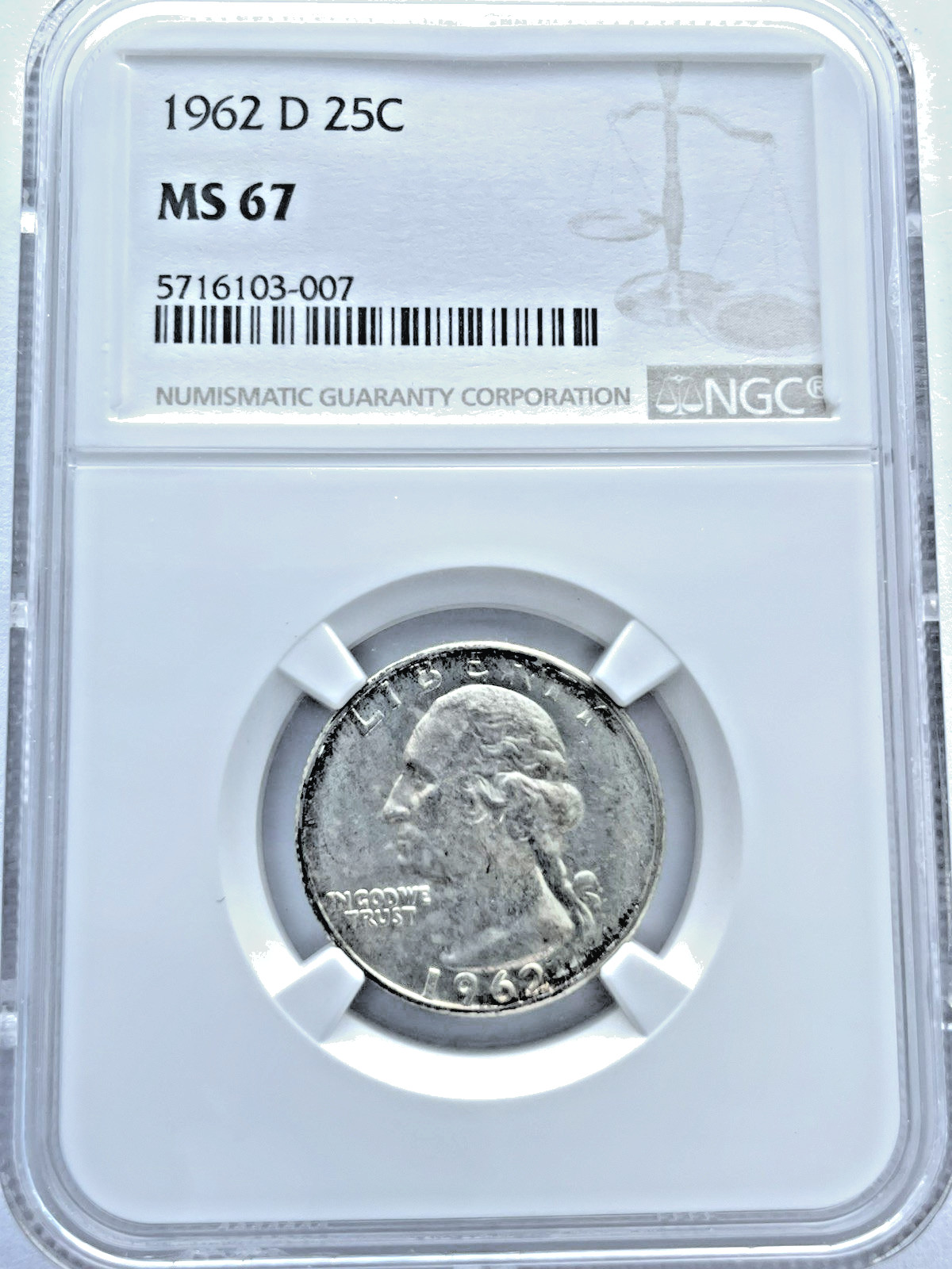 1962-D Washington Quarter  *NGC MS67*