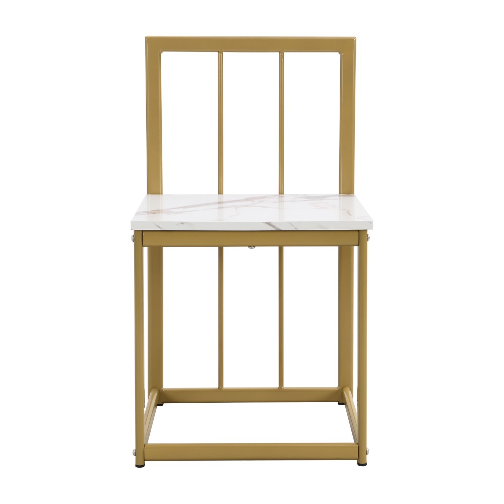Modern 7-Piece Dining Table Set with Faux Marble Compact 55Inch Kitchen