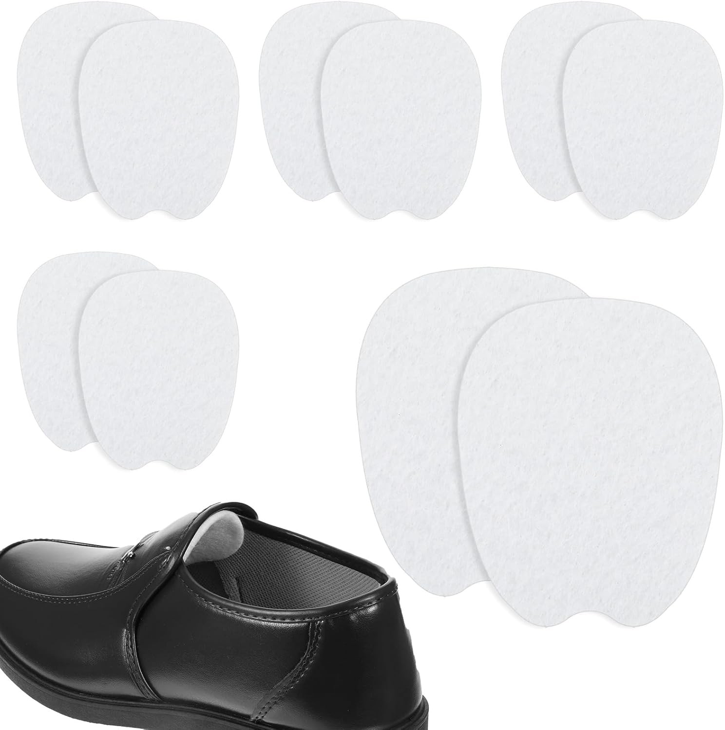 5 Pairs Felt Shoe Tongue Pads White Self-Adhesive Inserts