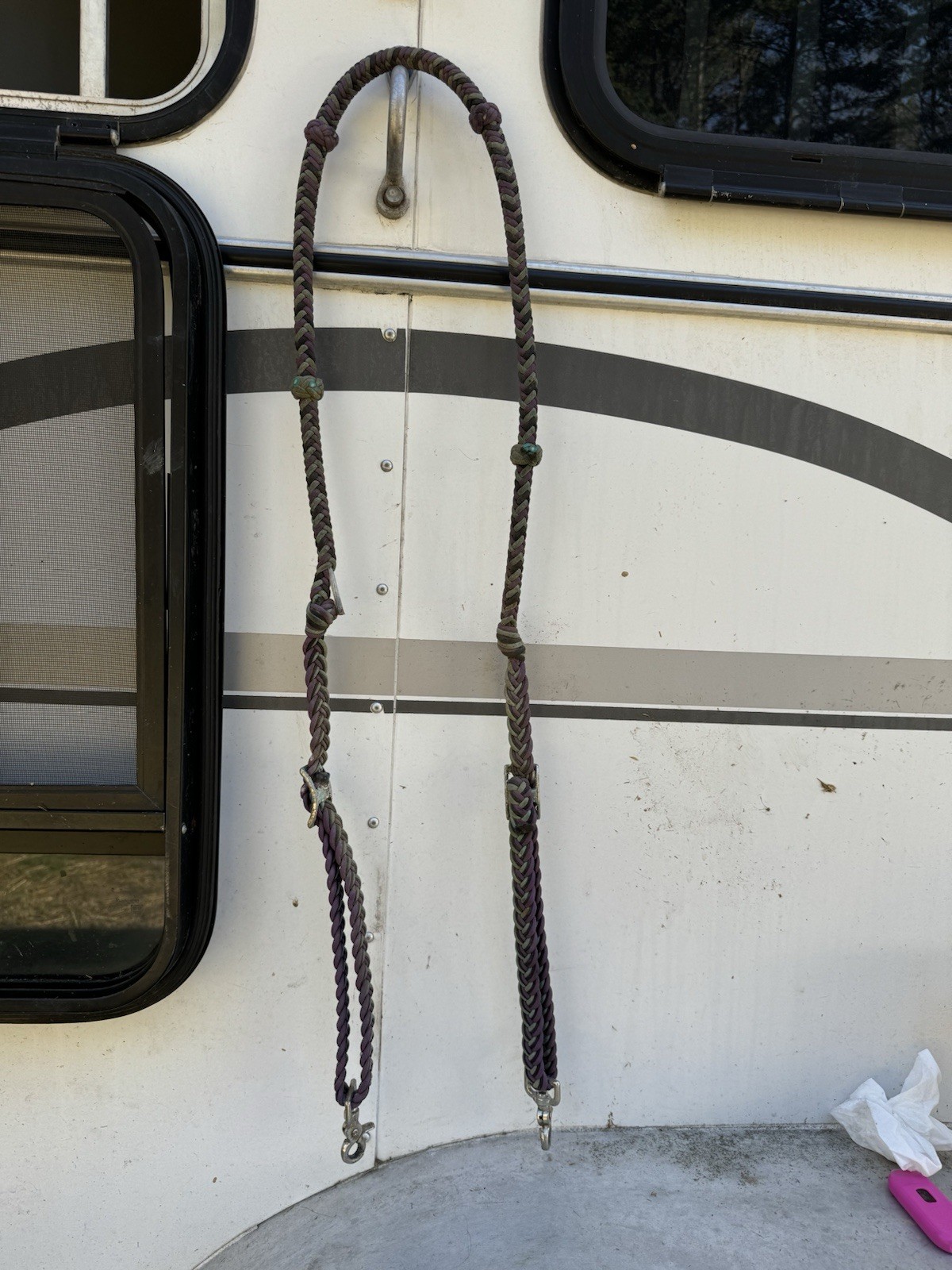 Used Bronc Horse Cable Reins W Knots