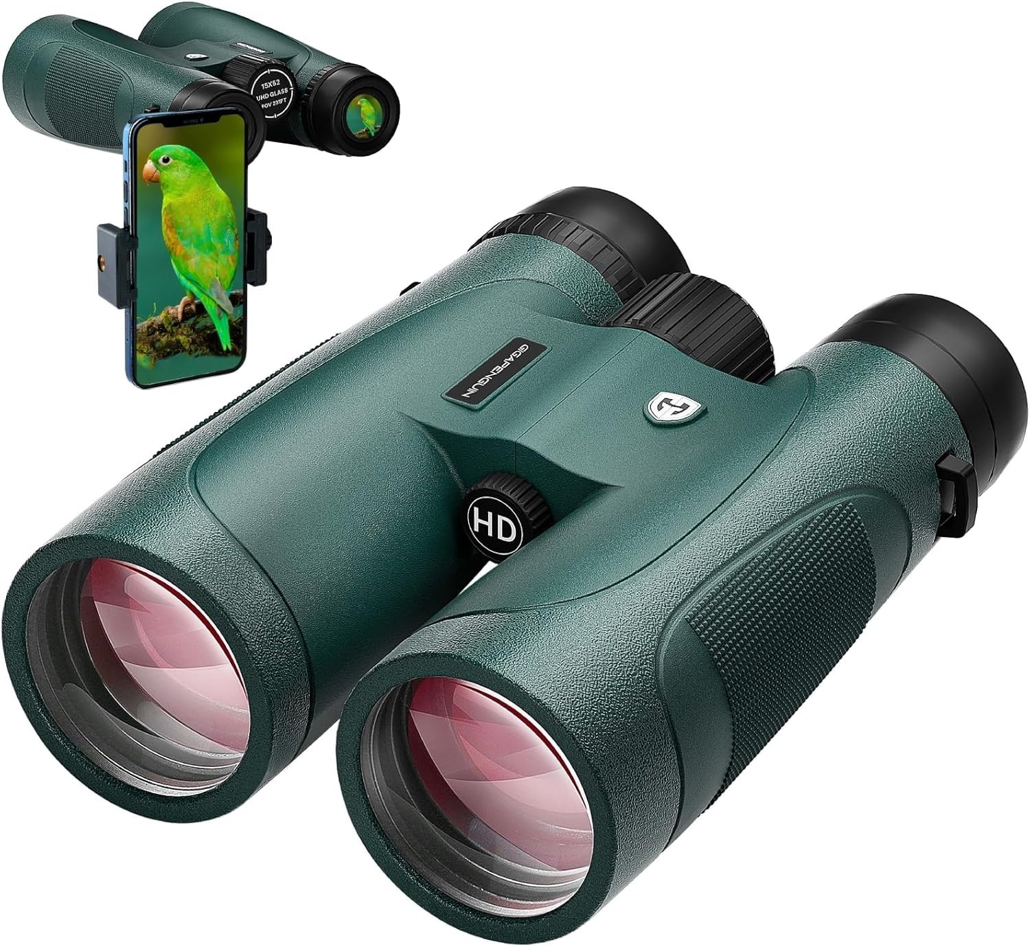 15x52 HD Binoculars for Adults High Powered with Upgraded Phone Adapter - Large