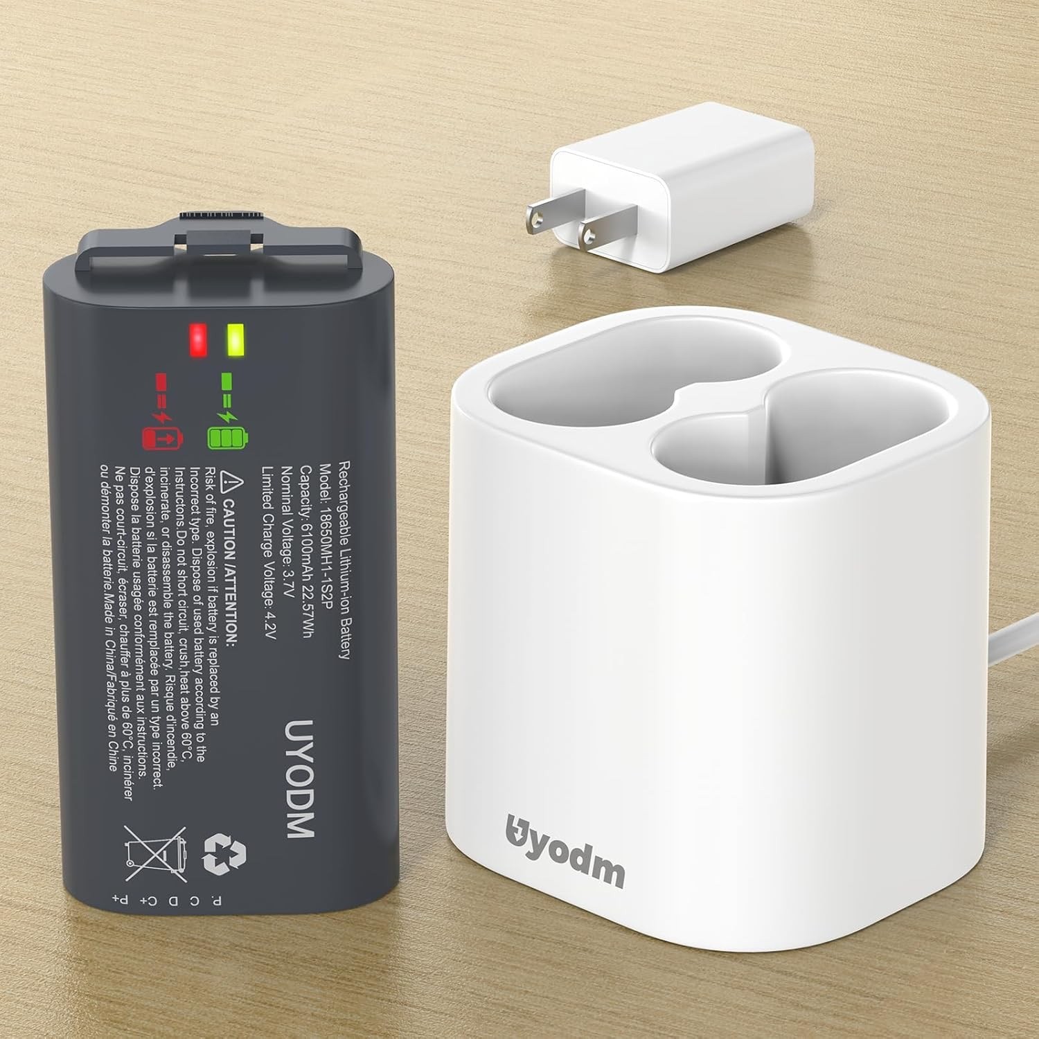 5100mAh Battery with Dual Port Charging Station for myQ Smart Garage Video Keypd