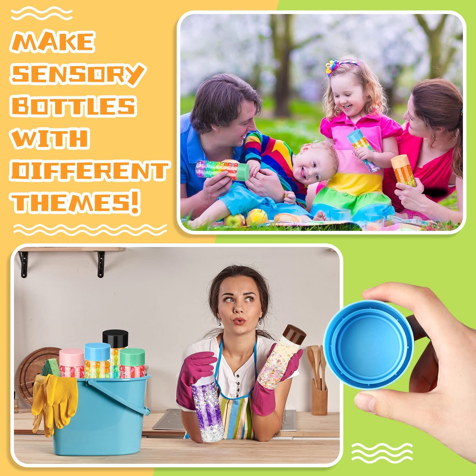 16 Pcs Empty Plastic Sensory Bottles with Lids Reusable Clear Plastic Sensory...
