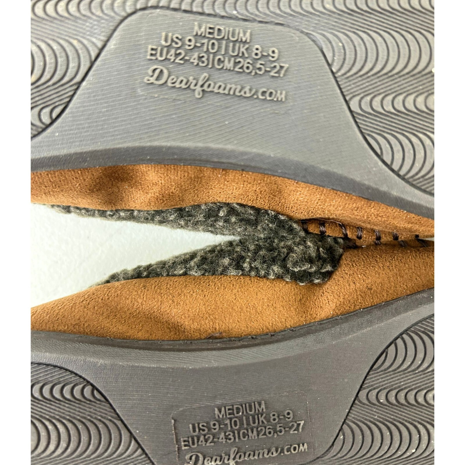 Dearfoams Men's Eli Microfiber Suede Moccasin Slipper Chestnut 9-10M New W/O Box