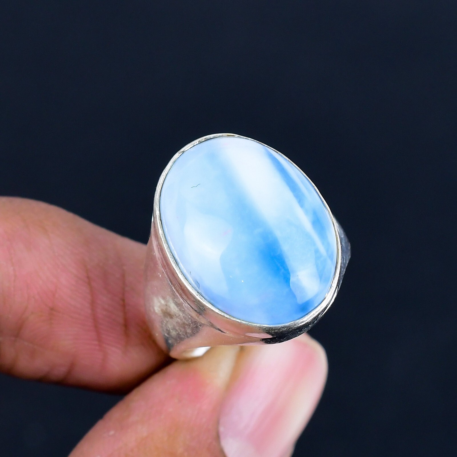 Natural Owyhee Opal Gemstone 925 Sterling Silver Men's Ring Handmade Jewelry