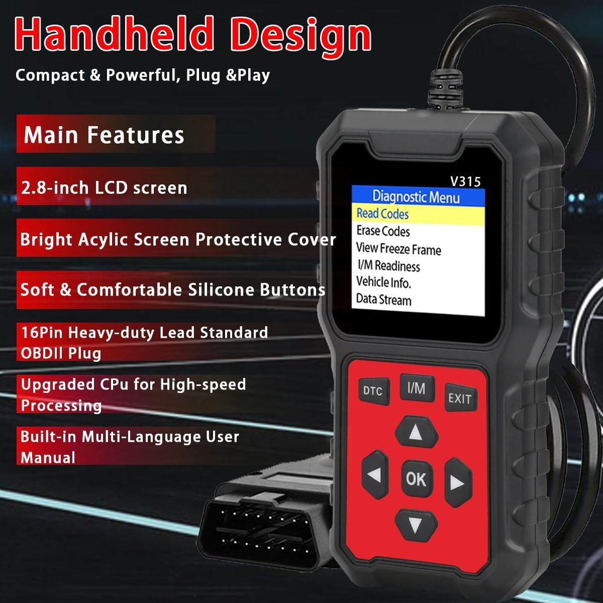 V315 OBD2 Diagnostic Diagnostic Tool Tool, Code Reader, Engine Light Diagnostic