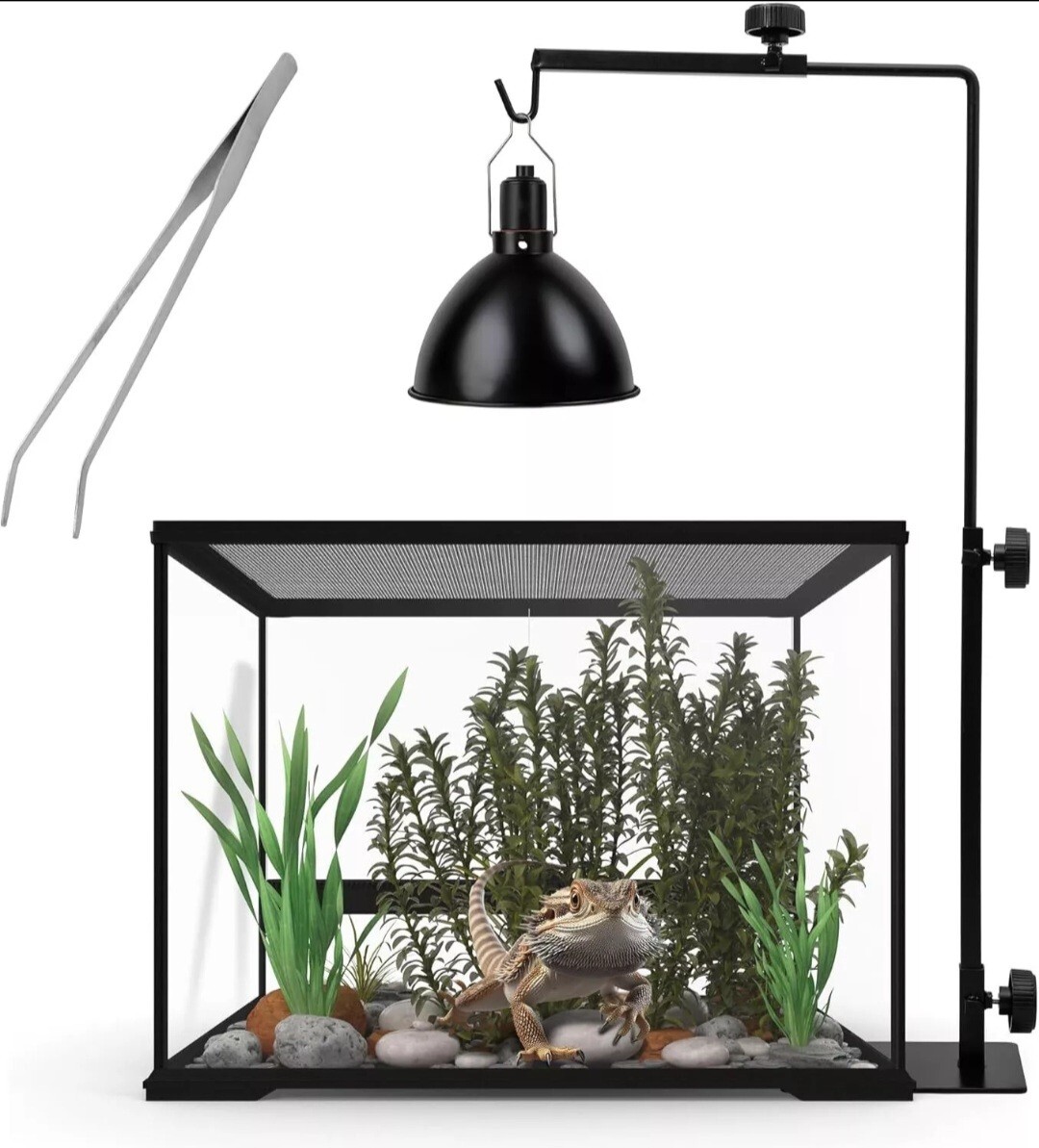 Dragon Unit Reptile Heat Lamp Stand - Adjustable Light Holder, 14-24.6" New