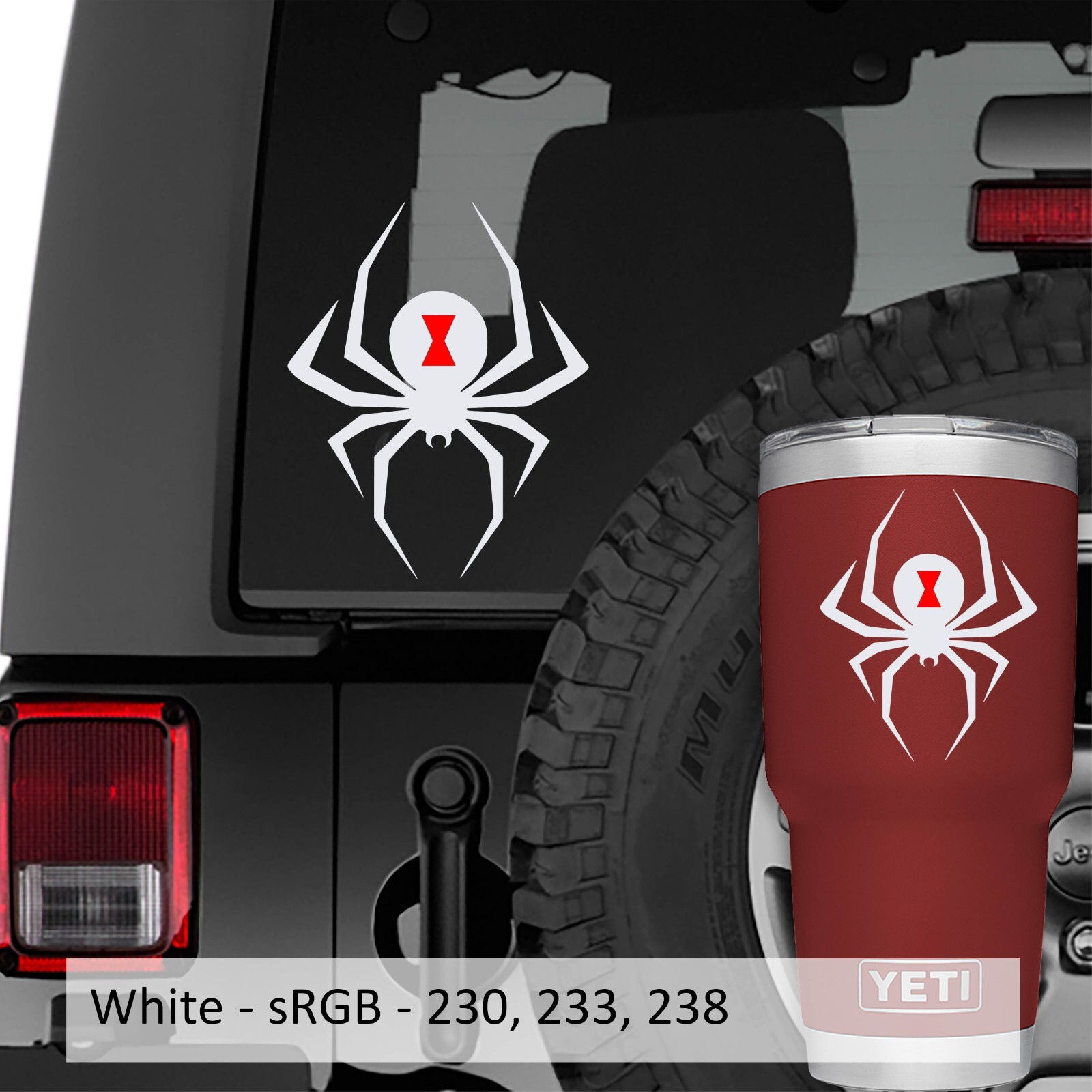 Black Widow Spider 2-Layered Vinyl Decal