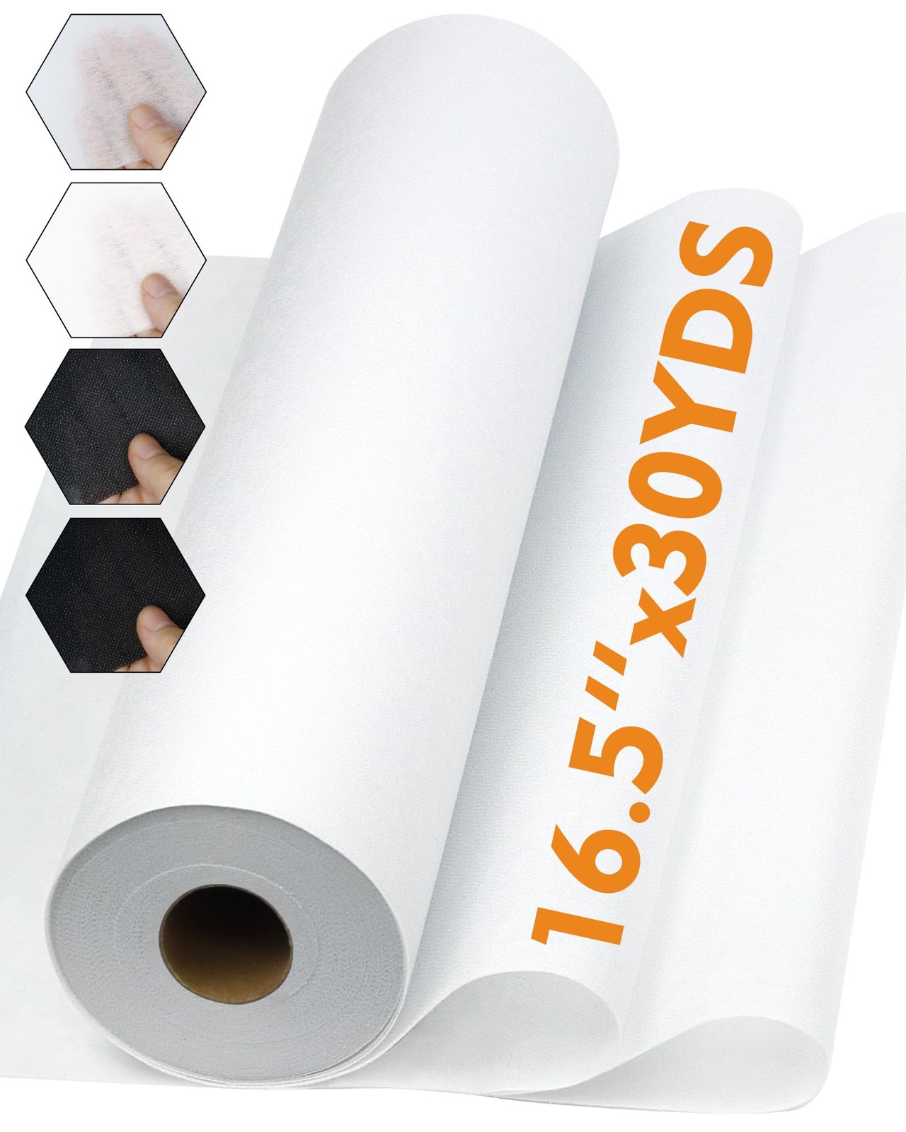 PLANTIONAL Light Weight White Iron-On Non-Woven Fusible Interfacing: 16.5" x ...
