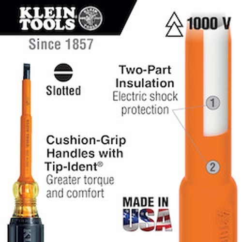 Klein Tools 602-7-INS Insulated Screwdriver 5/16" Cabinet 7