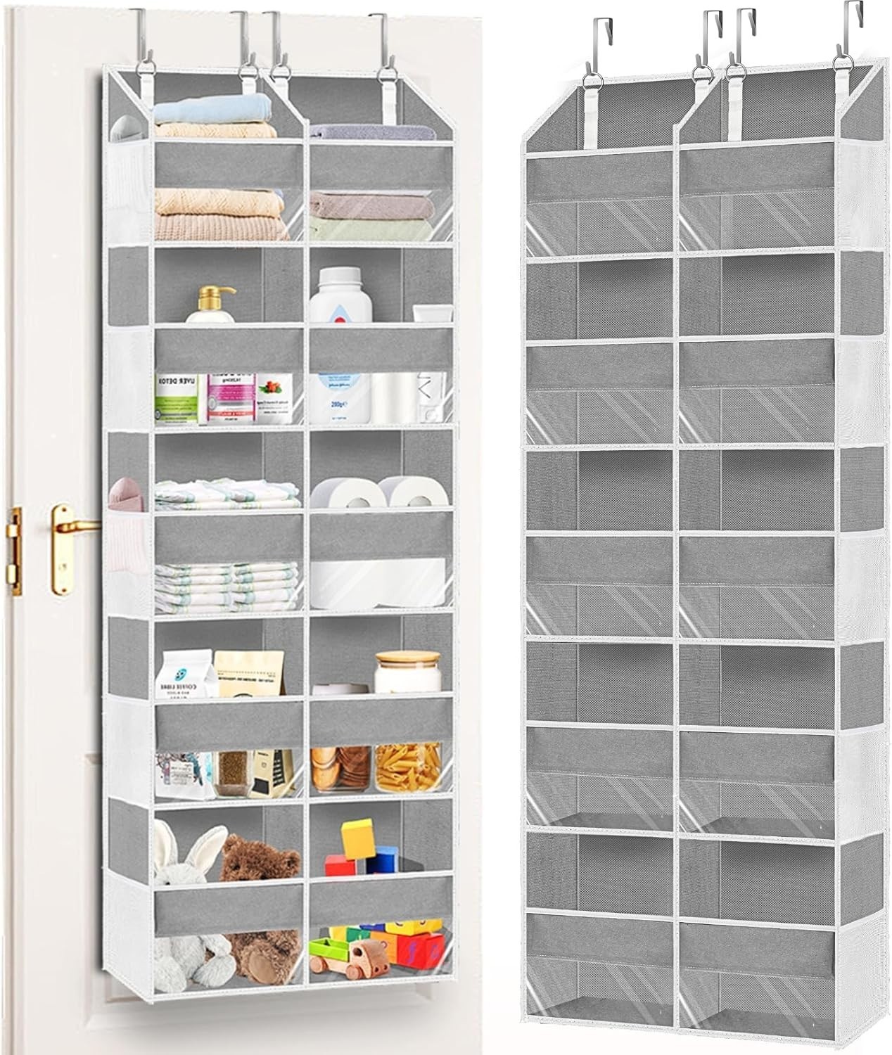 Durable 80lb Capacity Over The Door Organizer with Mesh Pockets for Easy Access