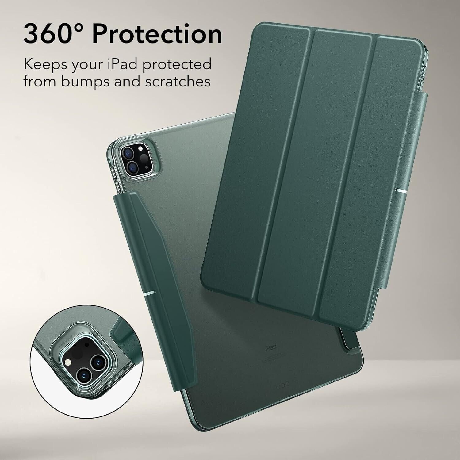 iPad Pro 11 Inch 2021  ESR  PREMIUM TRIFOLD  Case Cover CLIP IN - CACTUS GREEN