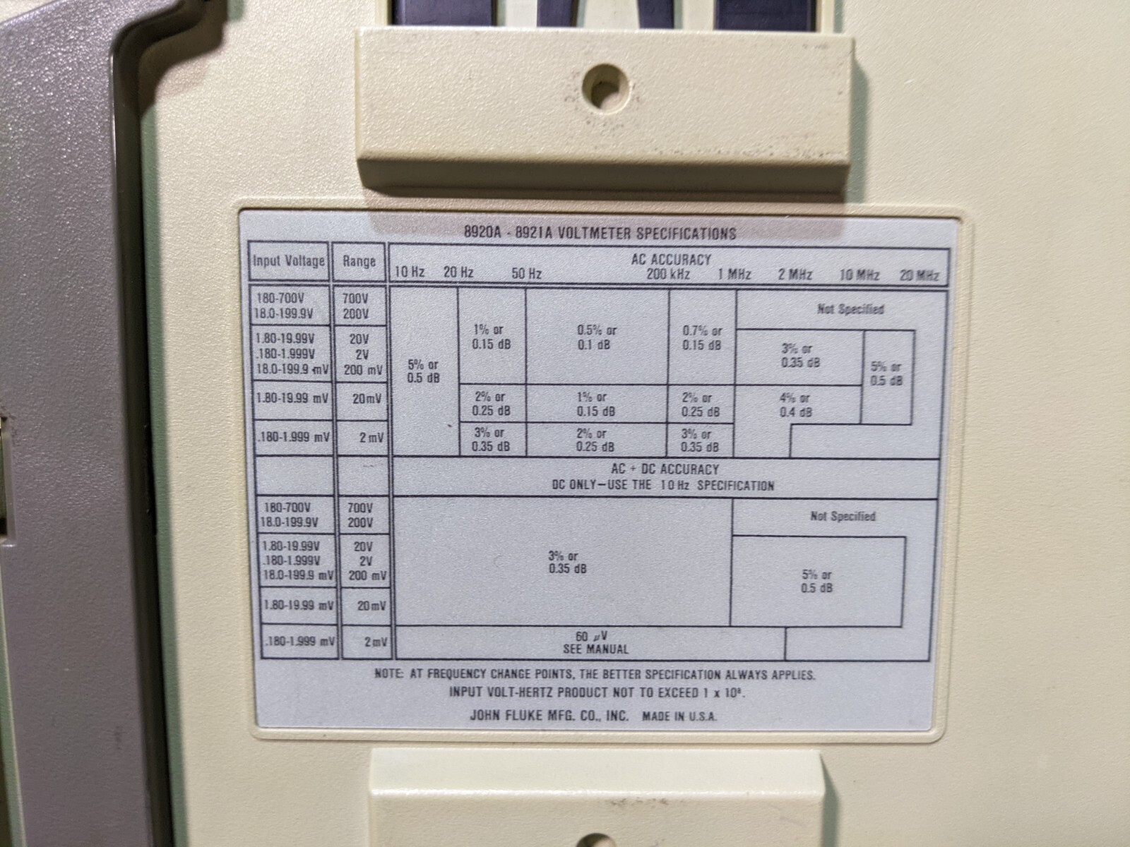 Fluke 8921A True RMS Voltmeter / 30 DAY GUARANTEE
